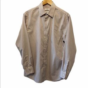 MENS CALVIN KLEIN White Purple Plaid Button Shirt